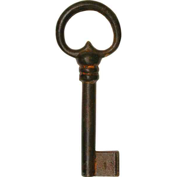 Schlüssel alte, für Truhen, Eisen gerostet und gewachst, antik