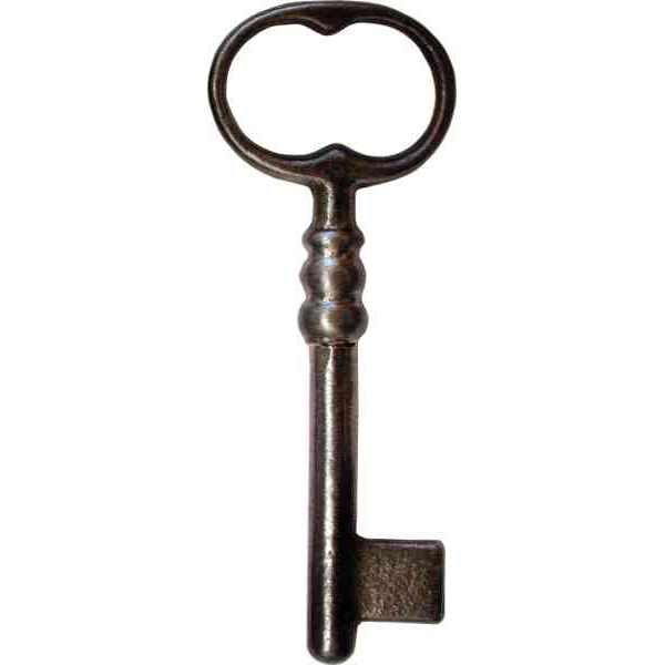 Schlüssel alt, nachgefertigt nach altem Muster, Eisen blank, alte