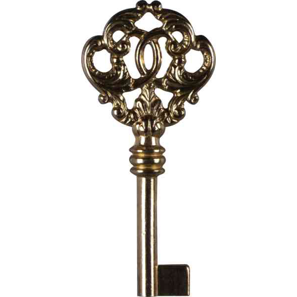 Verzierter antiker Schlüssel, Messing patiniert, historischer 2316
