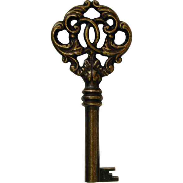 Schlüssel gefräst, alt Messing brüniert für Zuhaltung 4, antike