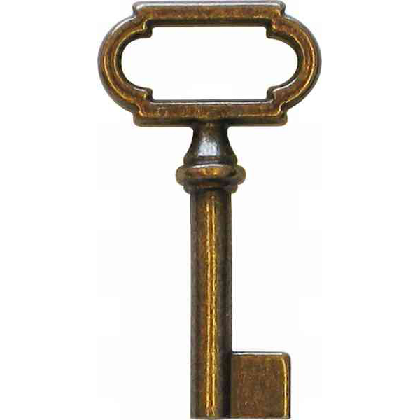 Schlüssel alt, Messing patiniert, 5mm Durchmesser 2393