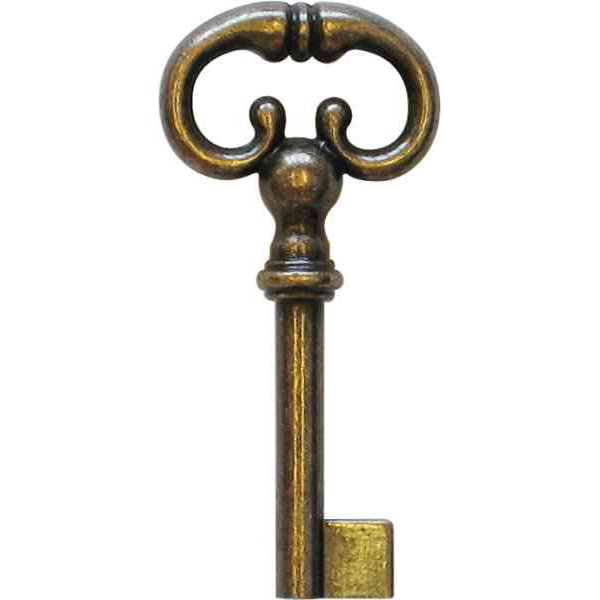 Schlüssel antiker, Messing alt patiniert, 5mm Durchmesser 2395