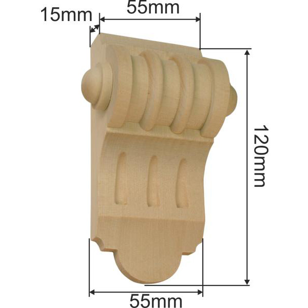 Holzapplikation antik, Verzierung, in Birke, 55x120mm, Kapitell Holz, Holzzierteil antik, Holzkapitell, Kapitelle Holz Bild 3