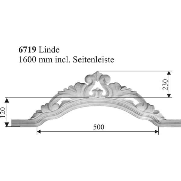 Holzaufsatz, alt, antik, Holzkrone inklusive Seitenleiste, Linde geschnitzt, Holzzierteil