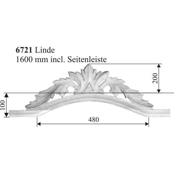 Holzaufsatz, alt, antik, Holzkrone inklusive Seitenleiste aus Linde geschnitzt