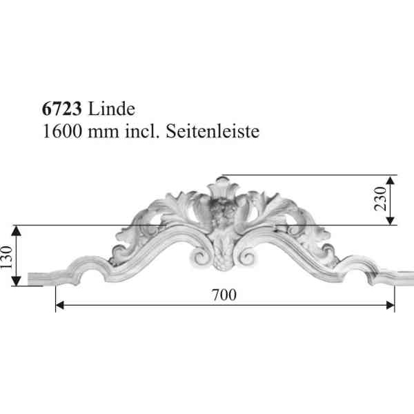 Holzaufsatz, alt, antik, Holzkrone inklusive Seitenleiste aus massiver Linde geschnitzt