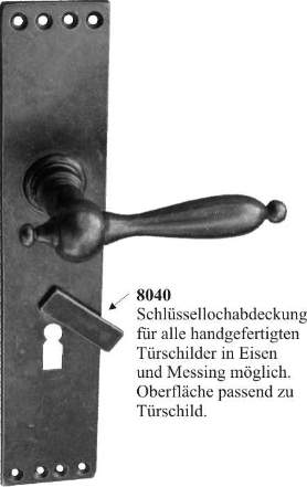 Schlüssellochabdeckung, Oberfläche und Form passend zu ausgewähltem Schild. Hangerl aus Blech handgefertigt. Bild 2