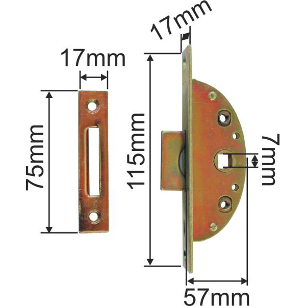 Einsteckeinreiber altertümlich mit Zunge und Zubehör, aus Eisen und verzinkt, Dornmaß 45mm Bild 3