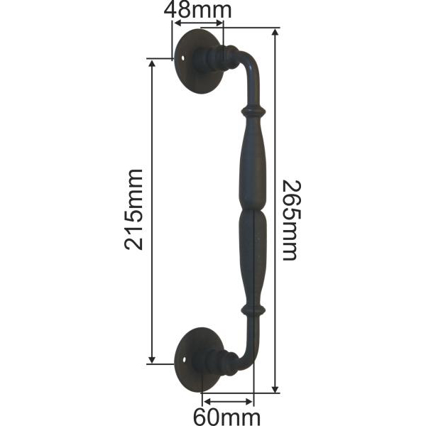 Stoßgriff antik, Haustürgriff in Eisen altgrau, matt klar lackiert, Höhe: 270mm Bild 3