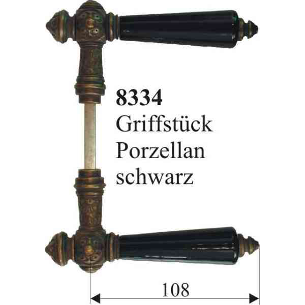 Türklinken mit Griffstück in schwarz, antike Türklinke, historischer  Türgriff, alte Drückerpaare, antik 8334