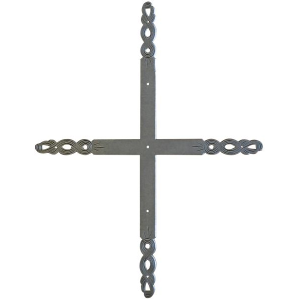 Fensterwinkelkreuz aus dem Barock, mit Kloben, Eisen blank, 2,0 mm stark