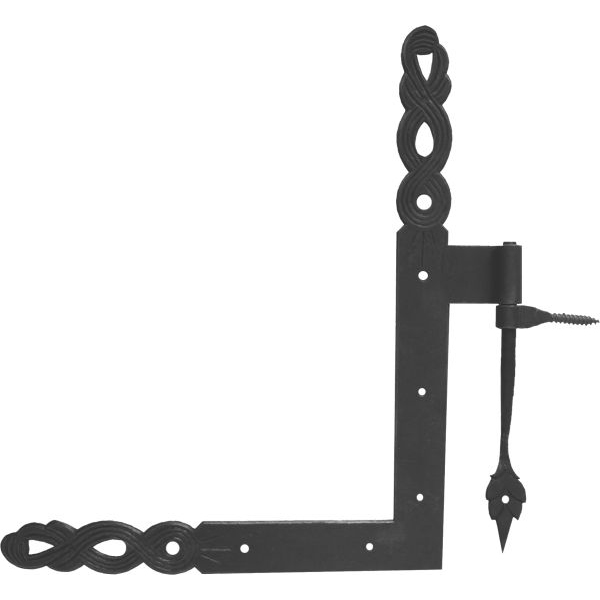 Fensterwinkelband aus dem Barock, mit Kloben, Eisen blank, 2,0 mm stark