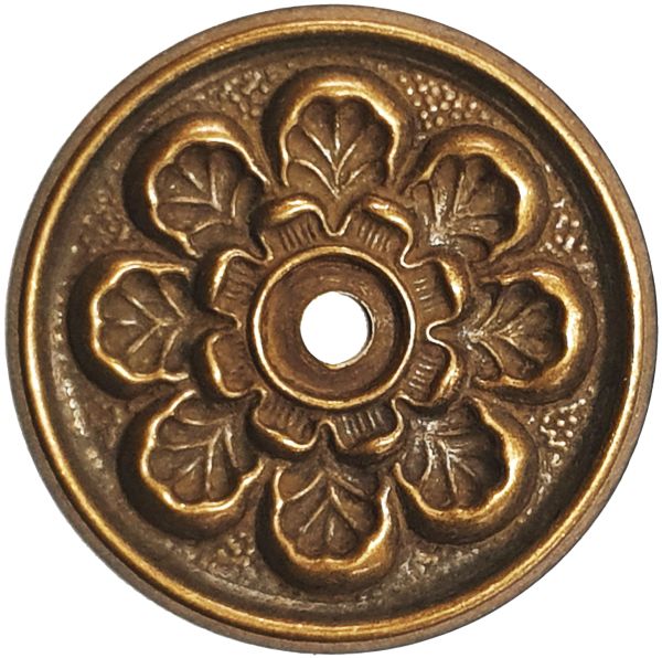 Rosette antik, für Ring oder Knopf, Messing patiniert, aus dem Biedermeier