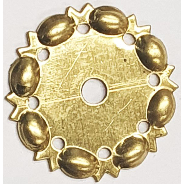 Rosette antik, für Ring oder Knopf, Messing roh, aus dem Biedermeier