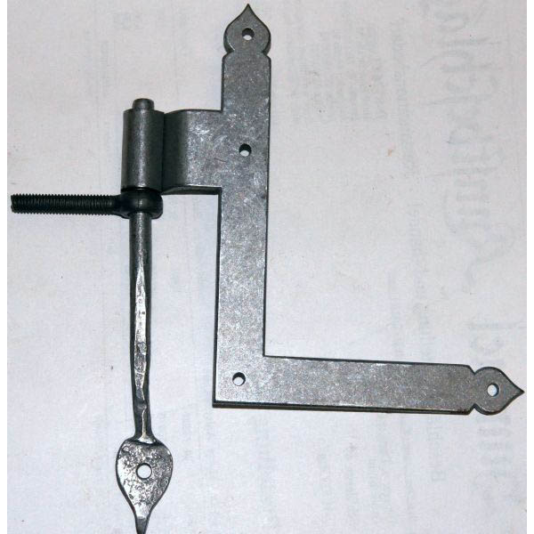 Fensterwinkelband mit Kloben, Eisen blank. Antikes Modell für sehr kleine Fenster, Schenkellängen: 125x95mm