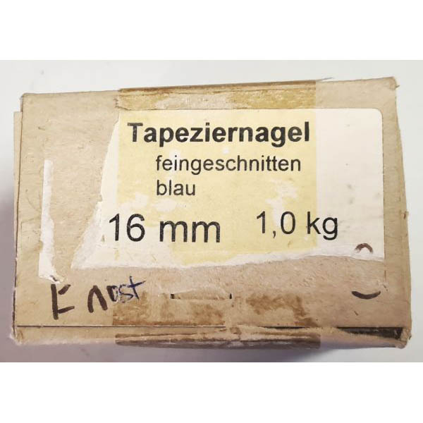 Tapeziernägel feingeschnitten, Eisen blau, Eisennagel, 16mm, 1 Kg, Einzelpackung, nur 1 x verfügbar