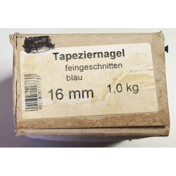 Tapeziernägel feingeschnitten, Eisen gerostet, Eisennagel, 16mm, 1 Kg, Einzelpackung, nur 1 x verfügbar