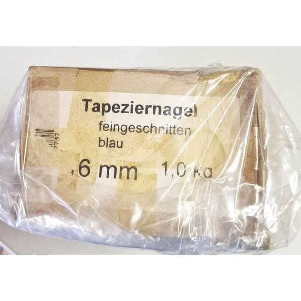 Tapeziernägel feingeschnitten, Eisen blau, Eisennagel, 6mm, 1 Kg, Einzelpackung, nur 1 x verfügbar