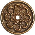 Rosette antik, für Ring oder Knopf, Messing patiniert, aus dem Biedermeier